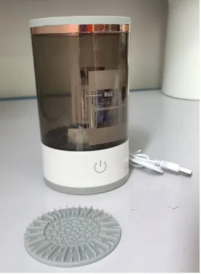 Portable Electric Makeup Brush cleaner machine with USB charging and cleaning tool, ideal for makeup brush hygiene.